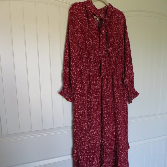 Ava & Viv Dresses Nwt Ava Viv Red Print Dress With Neck Tie Size X